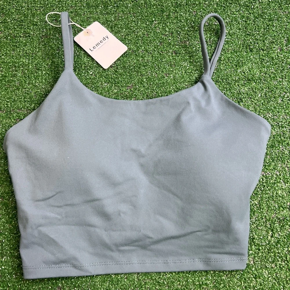 Lemedy Women Padded Sports Bra‎ Tank Blue Green Size Large NWT
